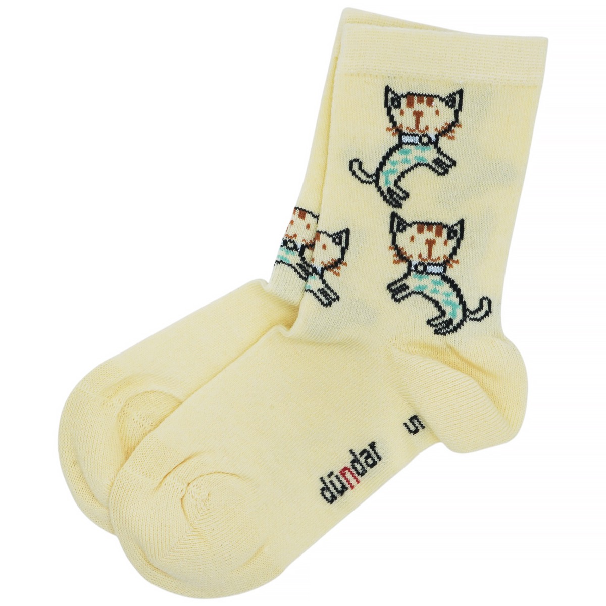 Παιδικά καλτσάκια Dundar κίτρινο γατούλες για κορίτσι και στιλάτες εμφανίσεις