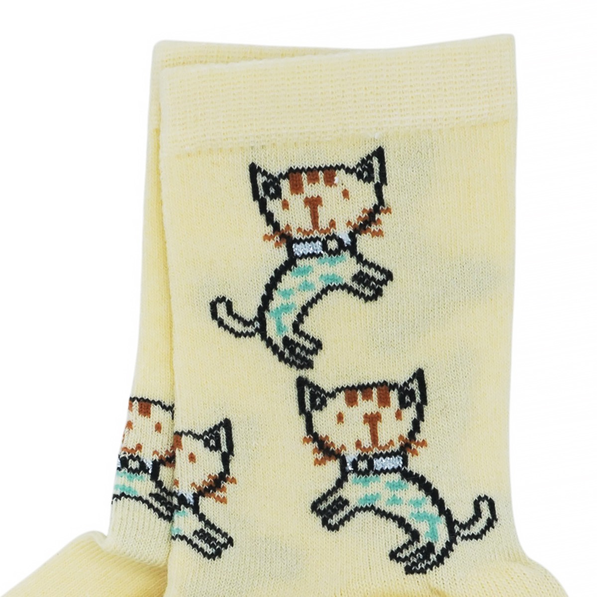 Κοριτσίστικα καλτσάκια Dundar κίτρινο με γατούλες και ελαστικότητα