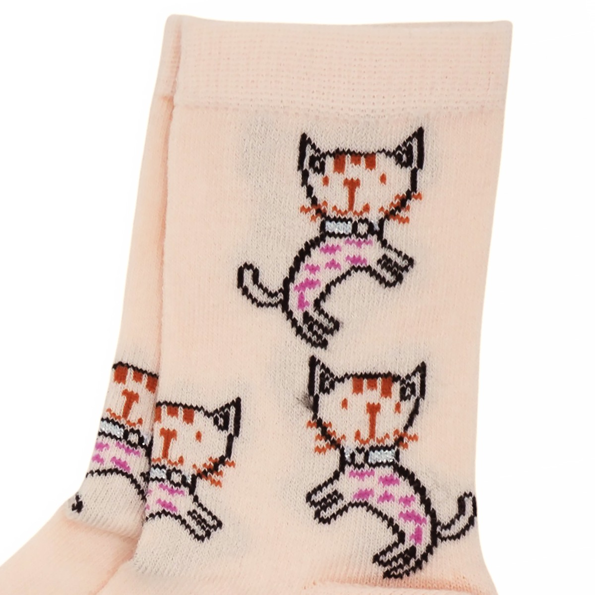 Απαλά καλτσάκια Dundar σομόν με γατούλες για φωτεινά κοριτσίστικα ντυσίματα