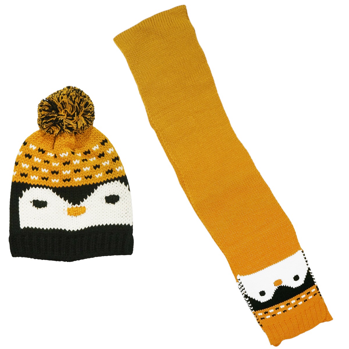 Kitti σετ με πλεκτό σκούφο και κασκόλ μουσταρδί αγόρι