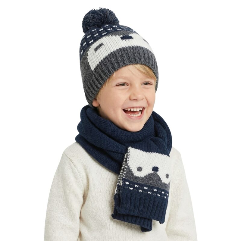 Kitti πλεκτό σετ σκούφος και κασκόλ «Black Penguin»