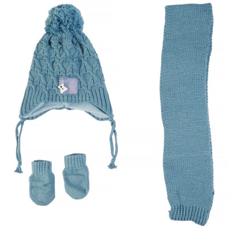 Kitti πλεκτό σετ ραφ για αγόρι με σκούφο κασκόλ και γάντια