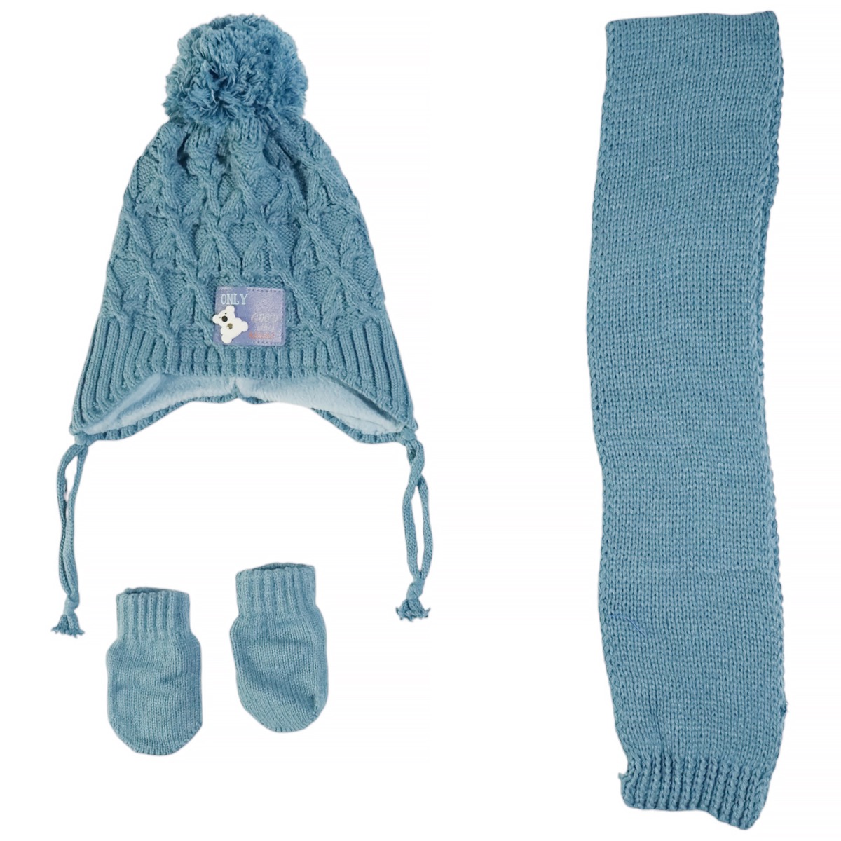 Kitti πλεκτό σετ ραφ για αγόρι με σκούφο κασκόλ και γάντια