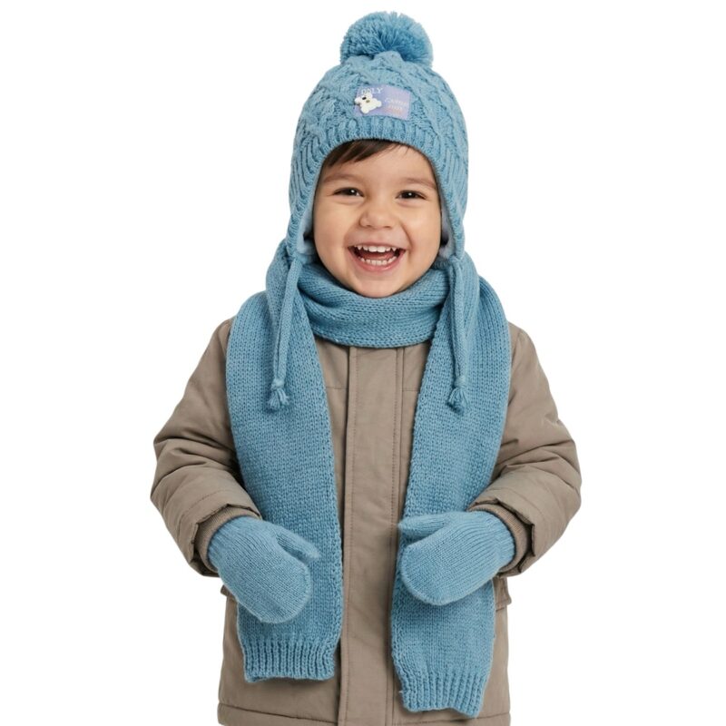 Kitti πλεκτό σετ σκούφος-κασκόλ-γάντια «Only good Vibes in Raf»