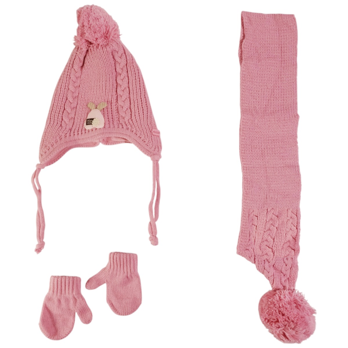 Kitti σετ σκούφος κασκόλ γάντια φούξια για κορίτσι με απαλή υφή