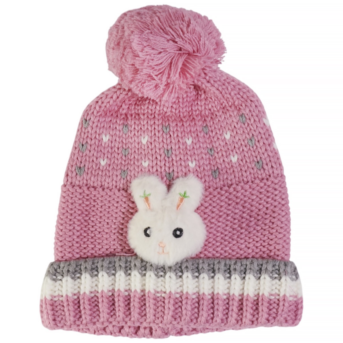 Kitti φούξια πλεκτός σκούφος με λαγουδάκι για κορίτσι
