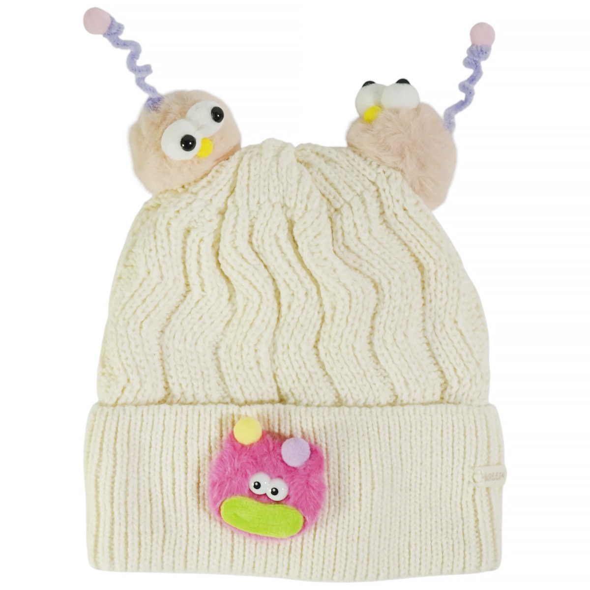 Kitti παιδικό σετ πλεκτό εκρού funny face για κορίτσι