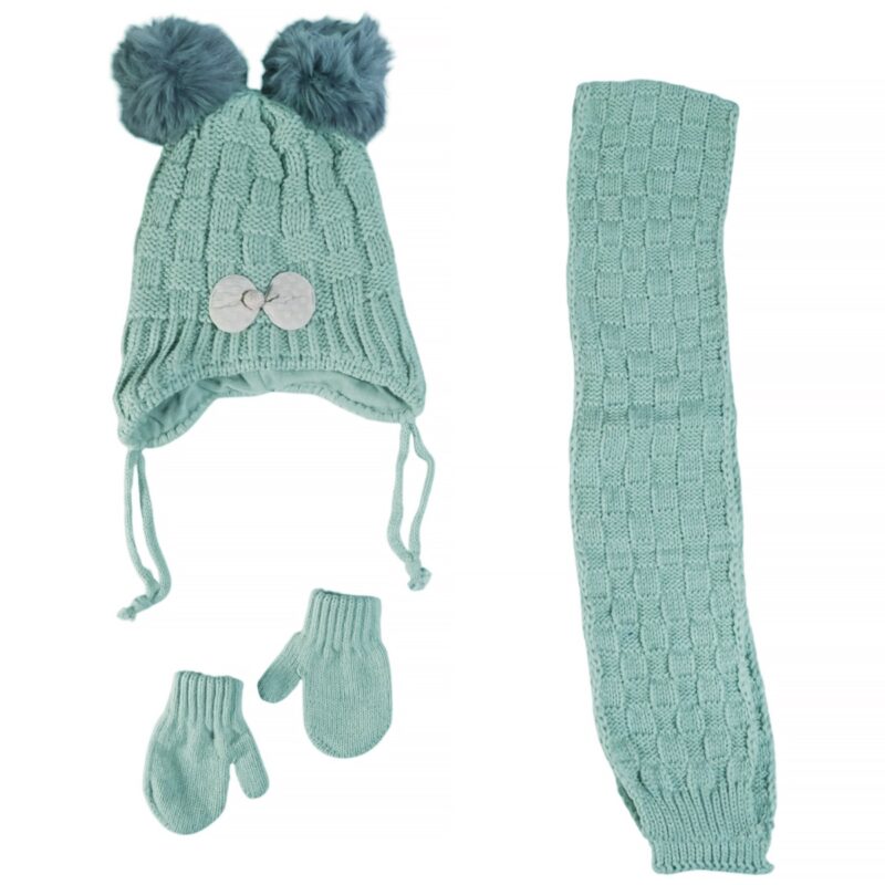 Kitti πλεκτό σετ βεραμάν με φουντίτσες για κορίτσι