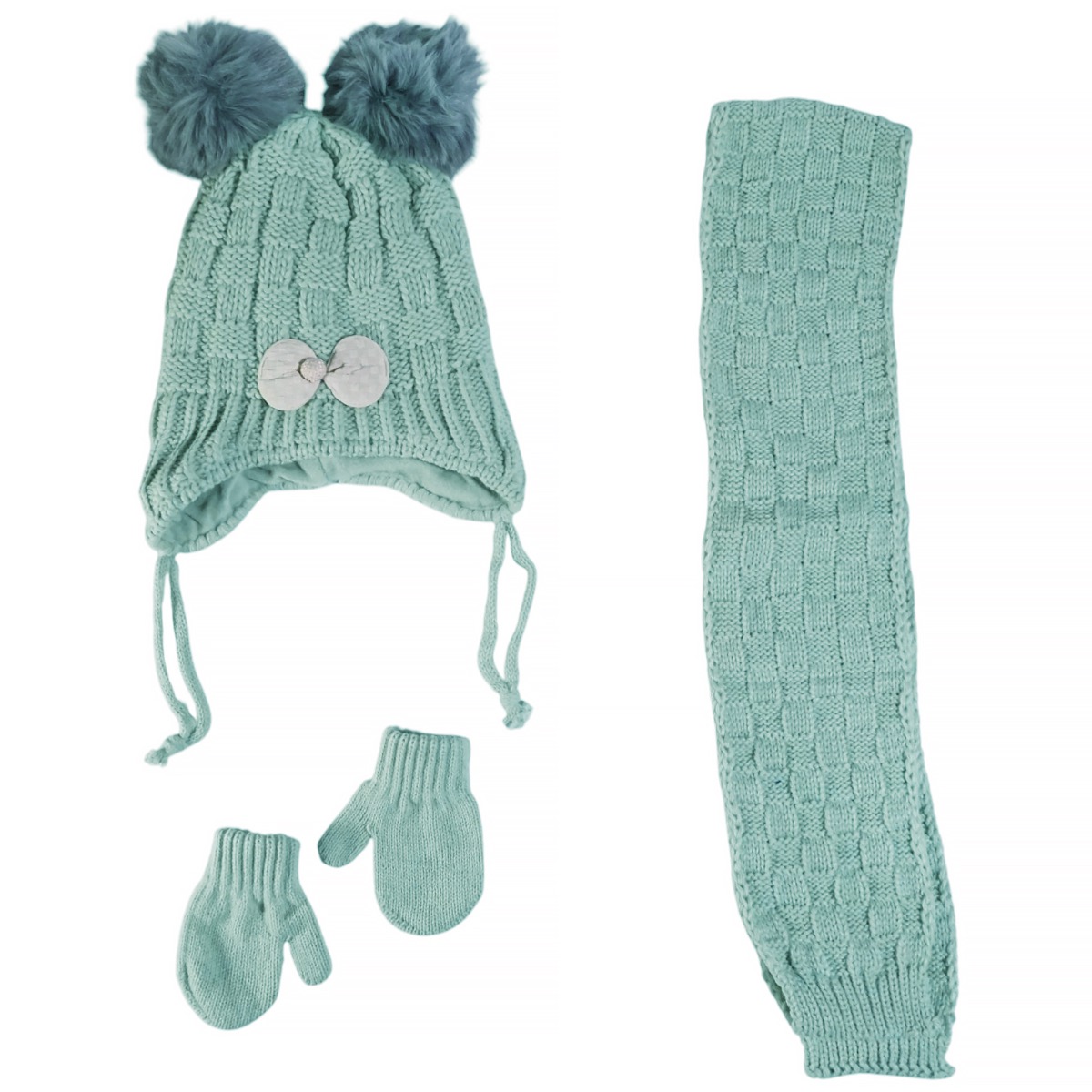 Kitti πλεκτό σετ βεραμάν με φουντίτσες για κορίτσι