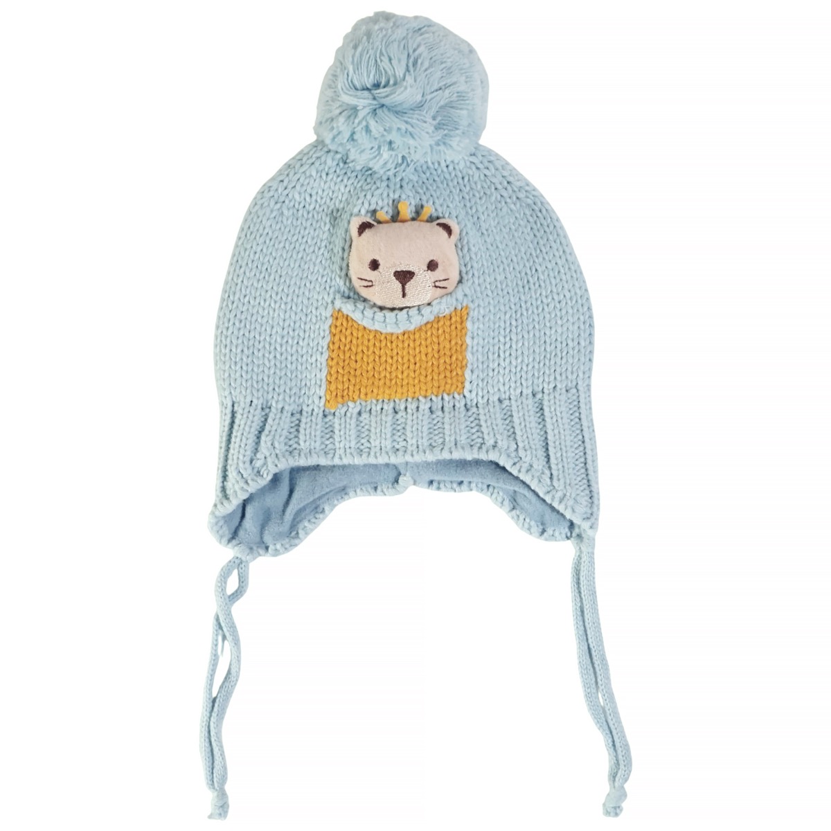 Σετ σκούφος-κασκόλ-γάντια Kitti γαλάζιο Teddy 100% ακρυλικό για αγόρι