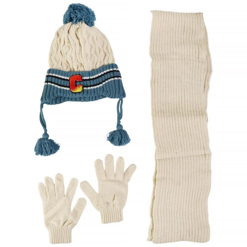 Kitti πλεκτό σετ για αγόρι μπεζ με σκούφο κασκόλ και γάντια