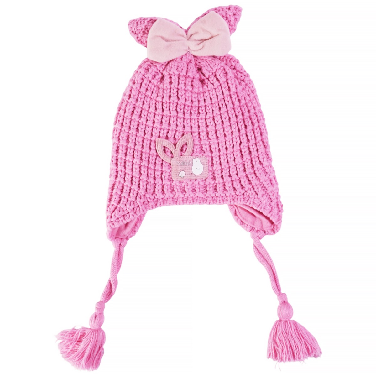 Πλήρες πλεκτό σετ Kitti Fuchsia σκούφος κασκόλ γάντια με κορδόνια για τέλεια εφαρμογή.