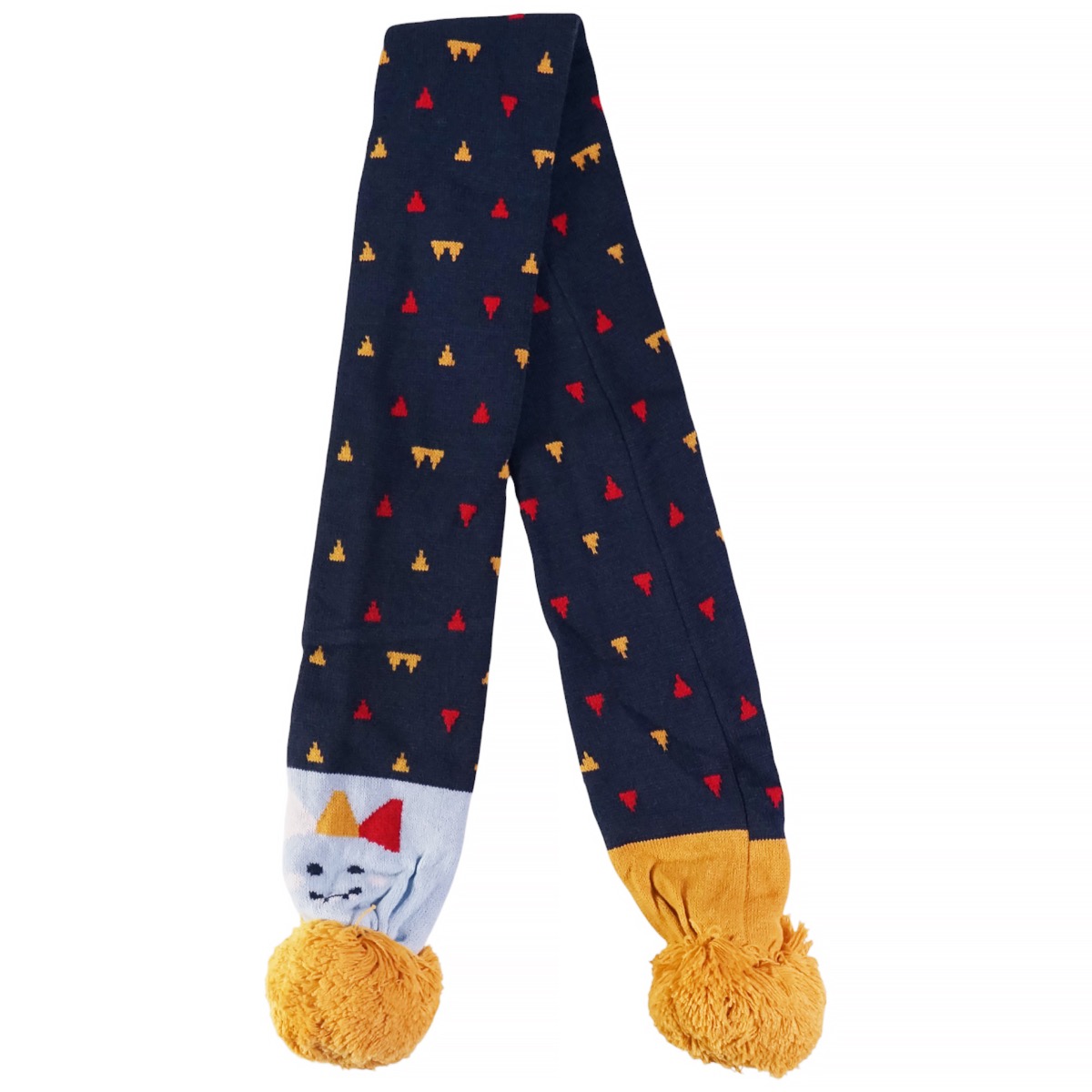 Κασκόλ Kitti ασορτί σε πλεκτό σετ Dino με φούντες και δεινόσαυρο για χειμερινή ζεστασιά.