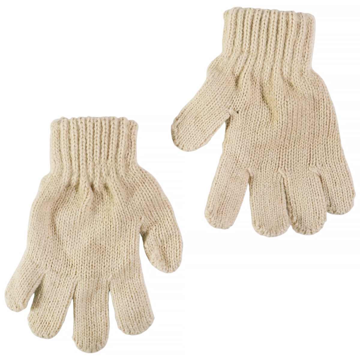 Ασορτί πλεκτά γαντάκια Kitti σε μπεζ χρώμα από το παιδικό σετ με τον δεινόσαυρο.