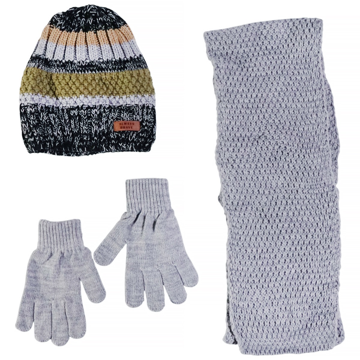 Σετ σκούφος κασκόλ γάντια Kitti Always Brave in Green για αγόρι
