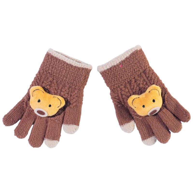 Μαλακά παιδικά γάντια Kitti Brown Teddy για χειμερινό παιχνίδι