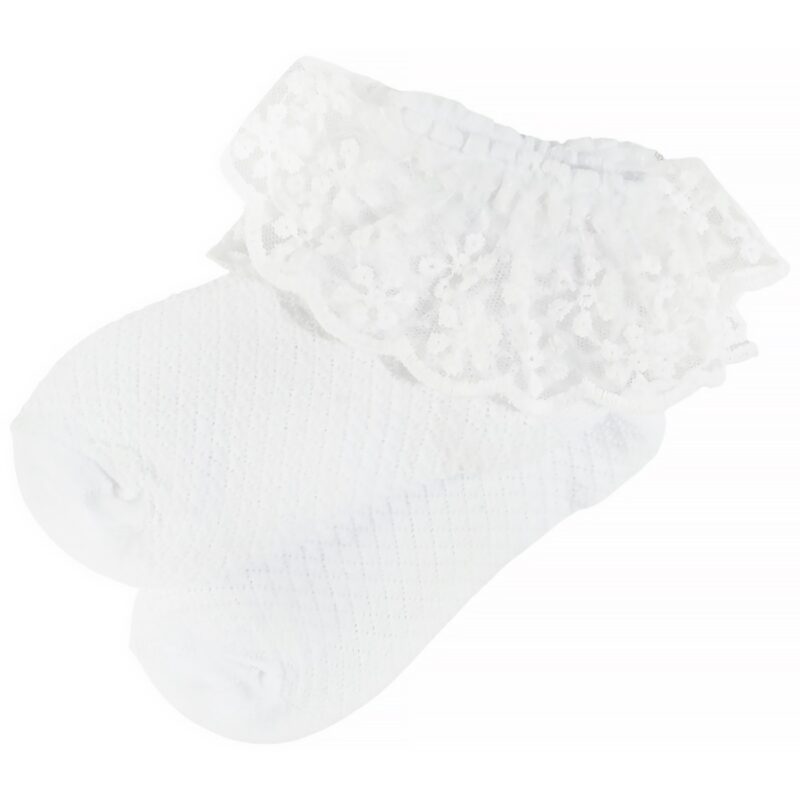 Καλτσούλες White Festive Baby Kral σε λευκό χρώμα με τούλι