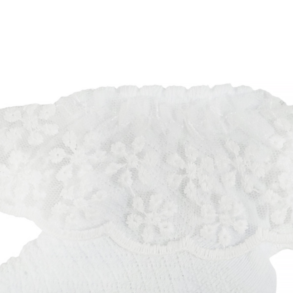 Τούλινη φάσα με κέντημα στις καλτσούλες Baby Kral White Festive