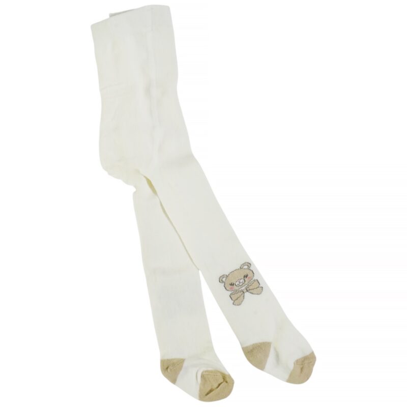 Katarmino Baby βρεφικό καλσόν εκρού για μωρά κορίτσια με σχέδιο