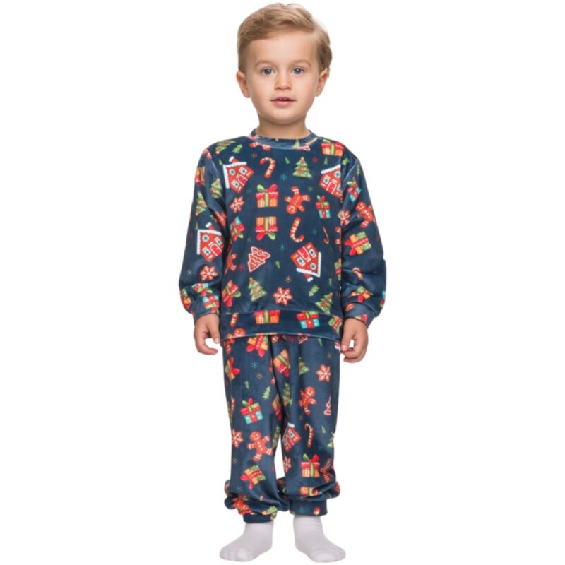 Dreams βελουτέ χριστουγεννιάτικη πιτζαμούλα Christmas Decoration σε μπλε χρώμα