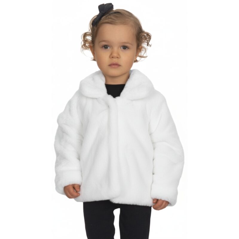 Joyce παιδικό γούνινο παλτό λευκό με άνοιγμα τρουκς μπροστά