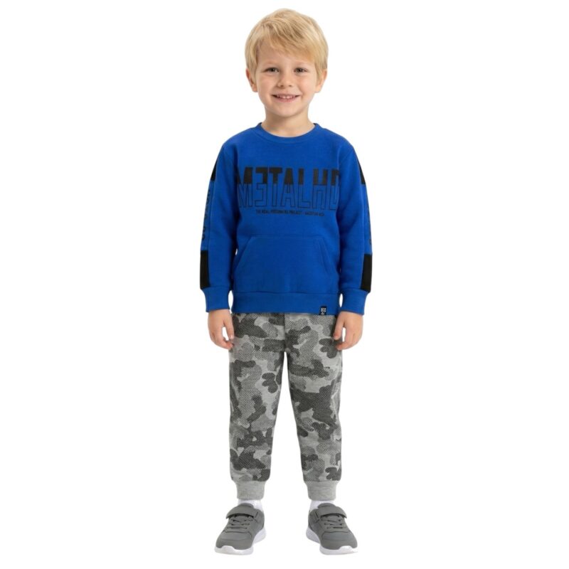 Hashtag παιδικό σετ φόρμας με χνούδι «Blue Metal»