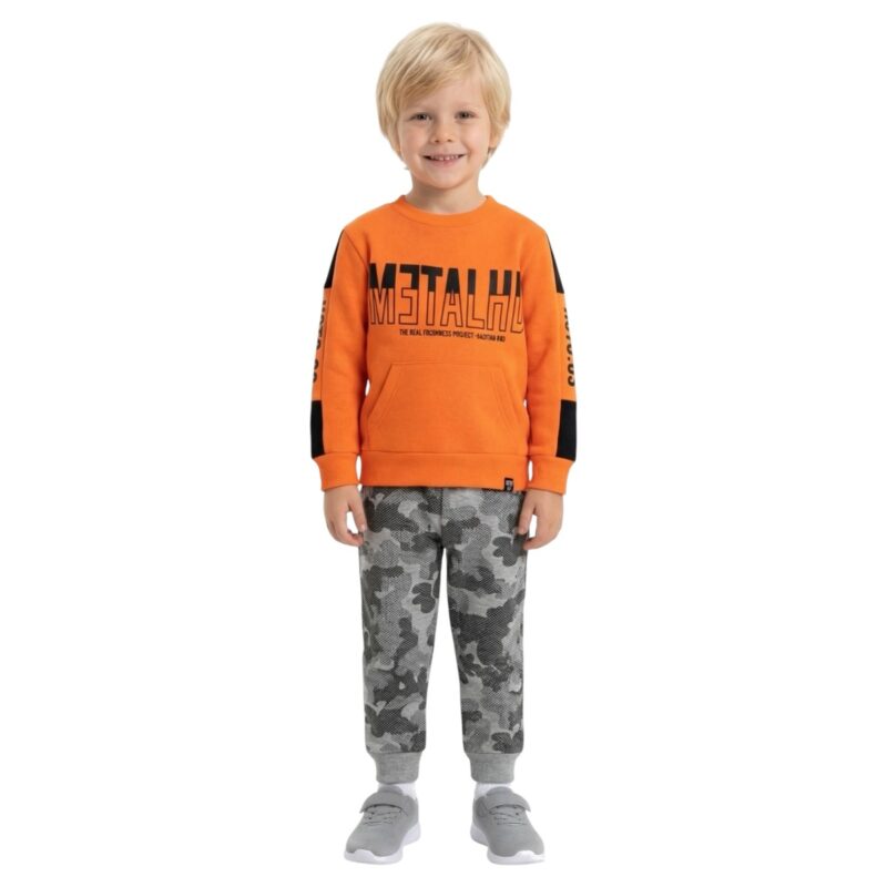 Hashtag παιδικό σετ φόρμας με χνούδι «Orange Metal»