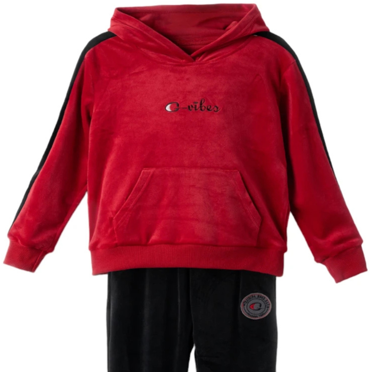 Εβίτα μπορντό βελουτέ μπλούζα φόρμας με κουκούλα και τσέπη μάρσιππο