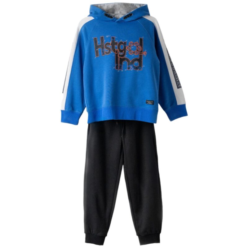 Hashtag παιδικό σετ φόρμας για αγόρι μπλε μπλούζα μαύρο παντελόνι