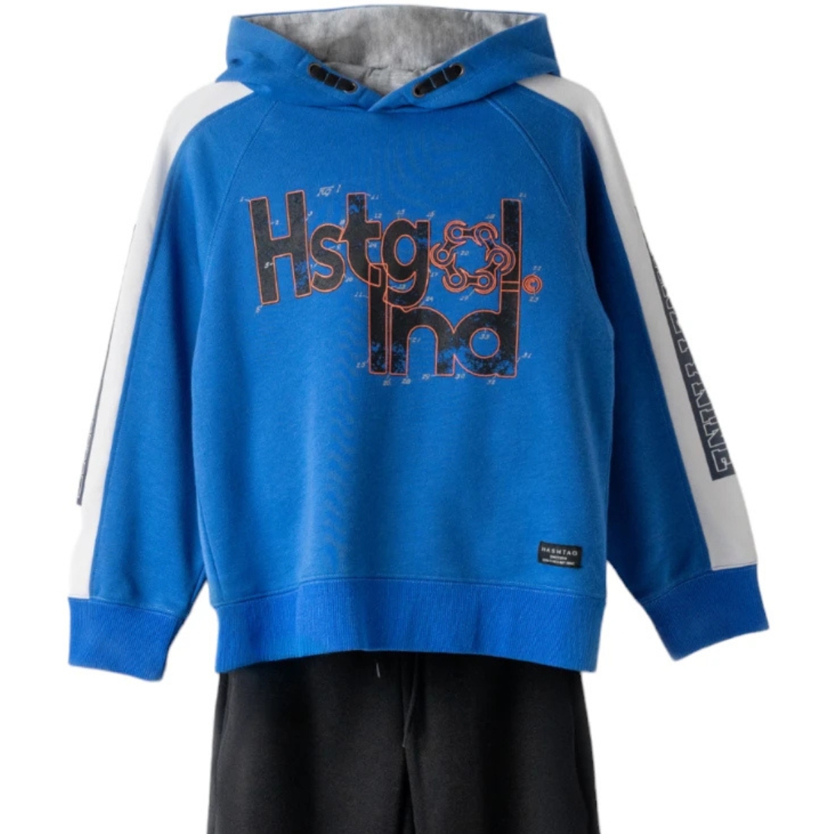 Hashtag μπλε παιδική μπλούζα φόρμας με κουκούλα και μοντέρνο τύπωμα