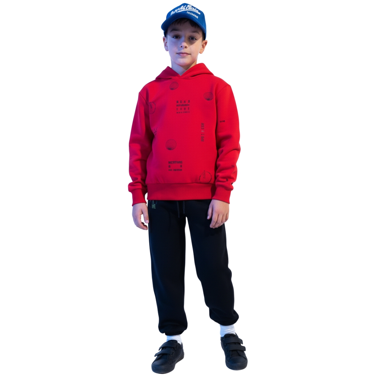 Hashtag παιδικό σετ φόρμας για αγόρι Dimension κόκκινη μπλούζα μαύρο παντελόνι