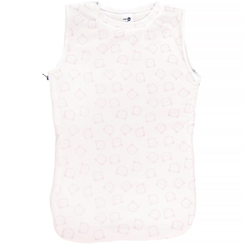 Εκρού βρεφικός υπνόσακος Little One για κορίτσι με χαριτωμένο μοτίβο αρκουδάκια που προσφέρει ζεστασιά τον χειμώνα.