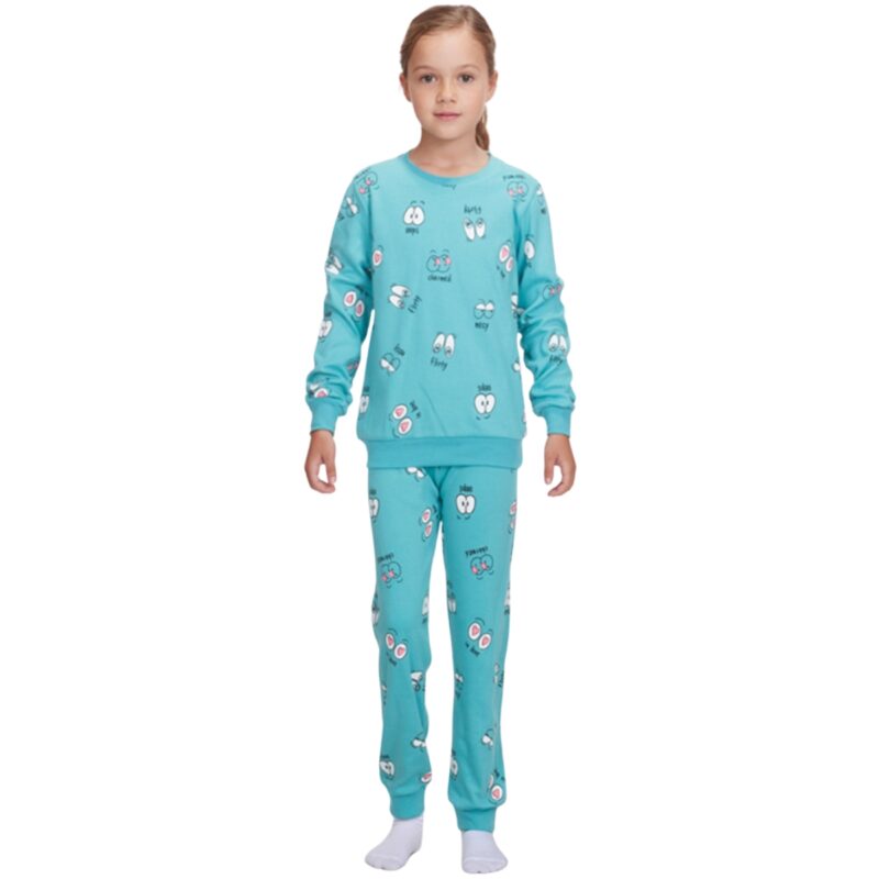 Dreams παιδική πιτζάμα πράσινη για κορίτσι Funny Green Faces