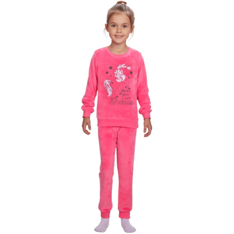 Dreams βελουτέ πιτζάμα φούξια για κορίτσι Make Your Dreams
