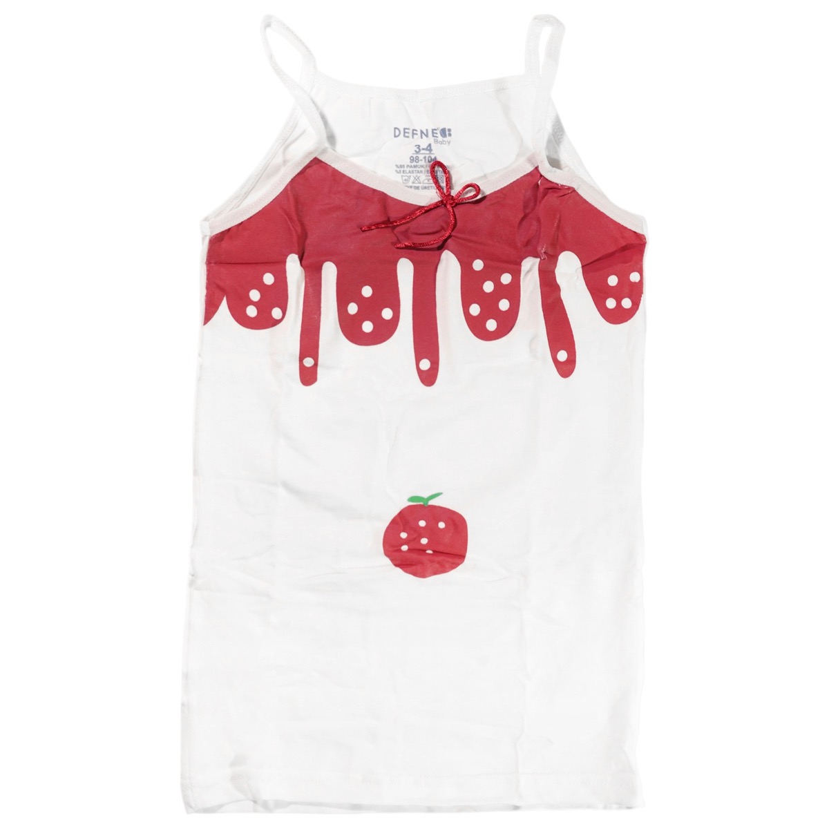 Defne Baby φανελάκι εκρού για κορίτσια με χαρούμενη στάμπα φράουλα