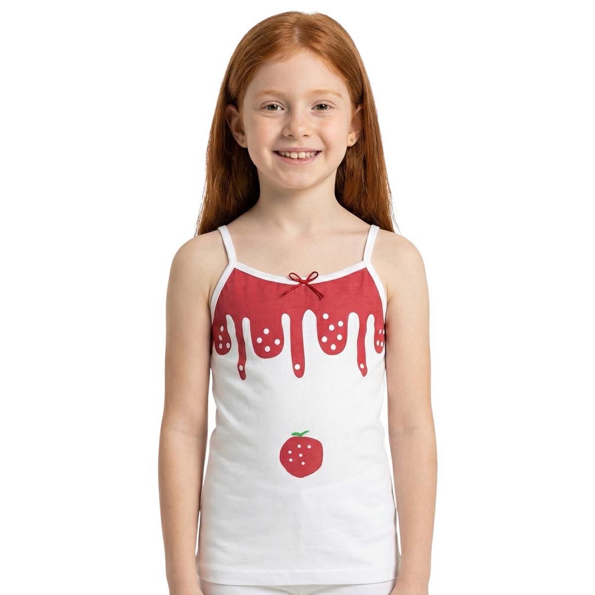 Defne Baby βαμβακερό φανελάκι εκρού χρώματος με παιδική στάμπα Melting Strawberry