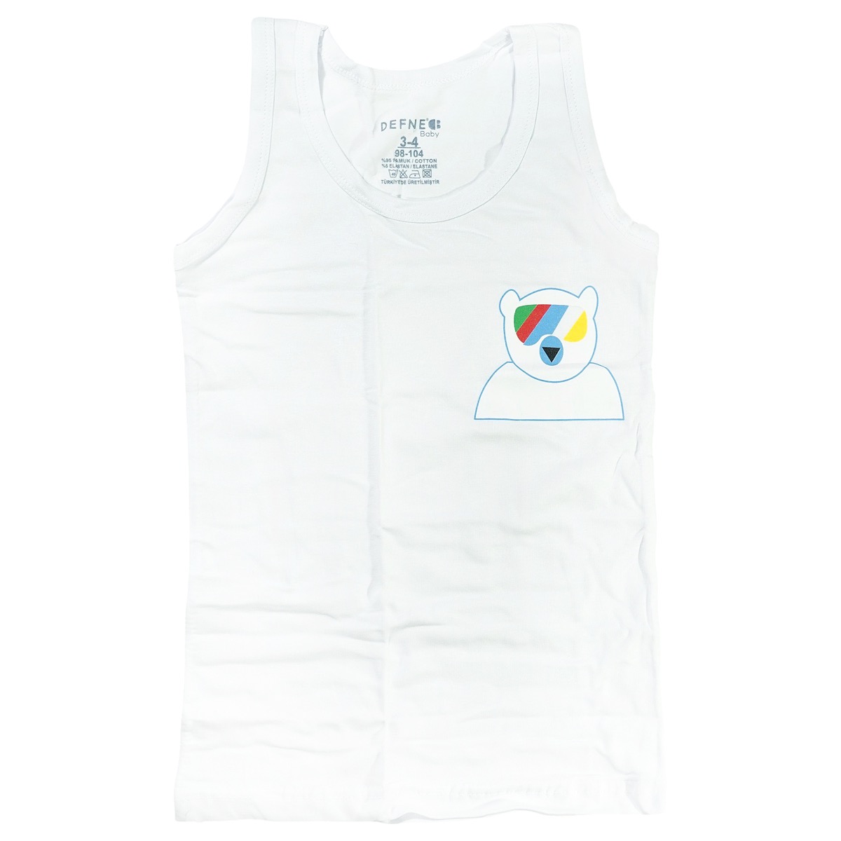 Φανελάκι Defne Baby λευκό για αγόρια με στάμπα αρκούδας σκιέρ