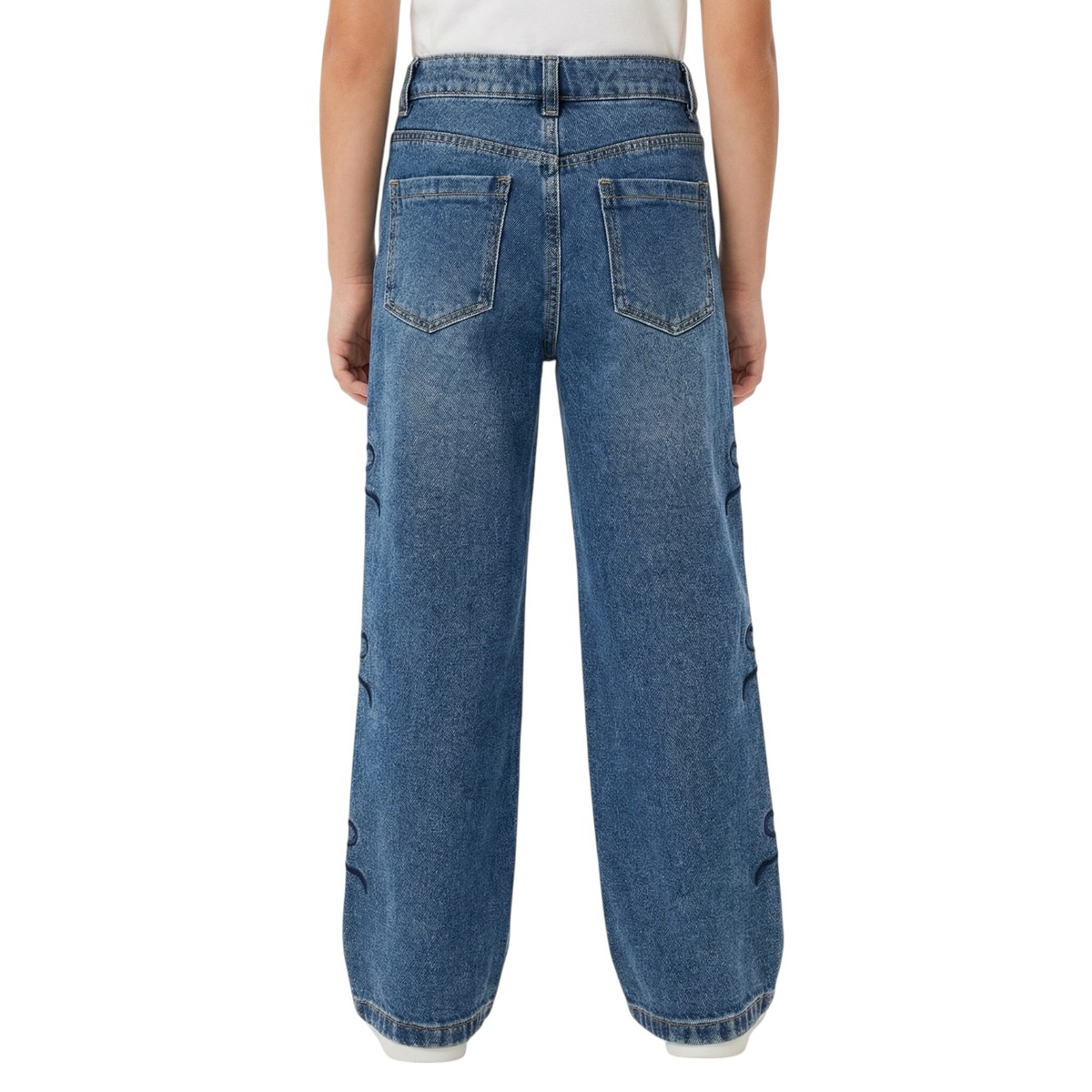 Miss Brum παντελόνι τζιν για κορίτσια Comftable σε wide leg γραμμή και μπλε χρώμα