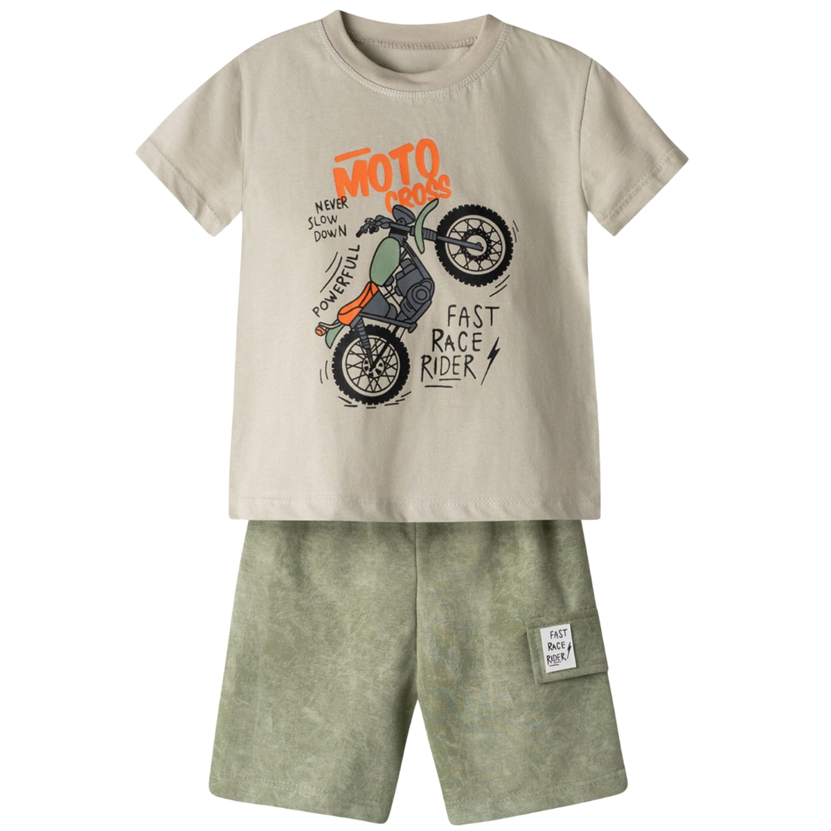 Hashtag σετ καλοκαιρινό για αγόρια σε πράσινο χρώμα με μπλούζα και σορτσάκι