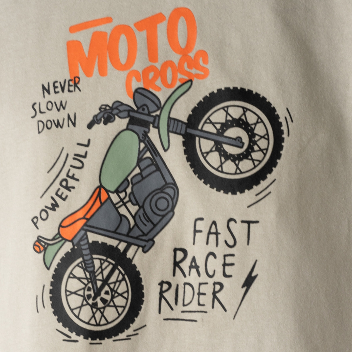 Hashtag μπλούζα πράσινη για αγόρια με τύπωμα μηχανή Moto Cross