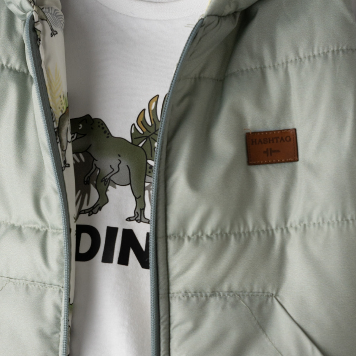 Hashtag αμάνικο μπουφάν βεραμάν για αγόρια Big Dino με κουκούλα και φερμουάρ