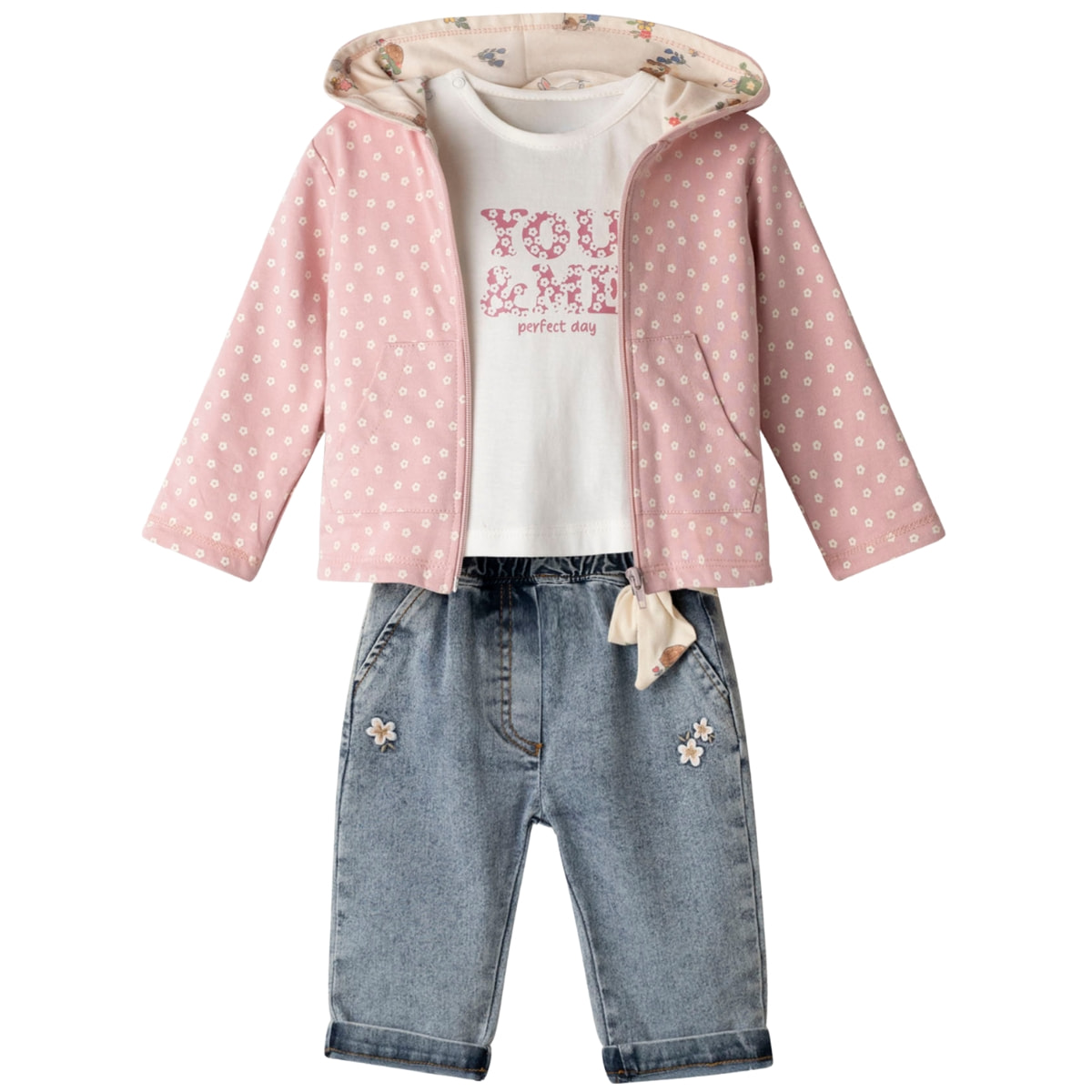 Εβίτα ροζ ζακέτα για κορίτσια Perfect Day με κουκούλα, τσέπες και φερμουάρ