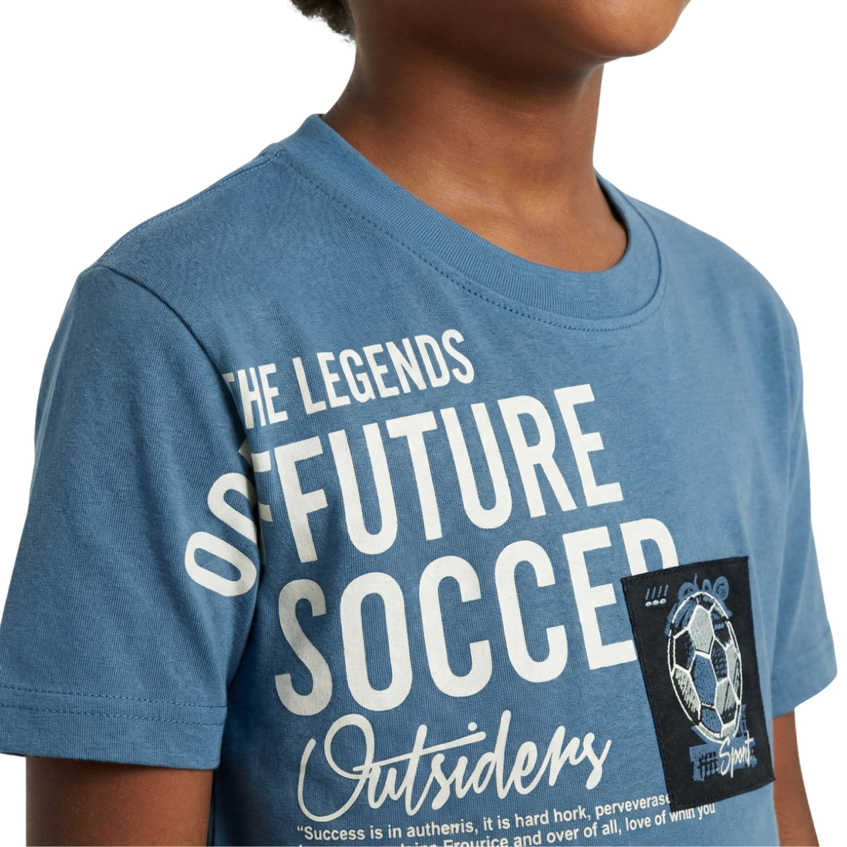 Trax μπλε μπλούζα με τύπωμα μπροστά από το σετ Future Soccer