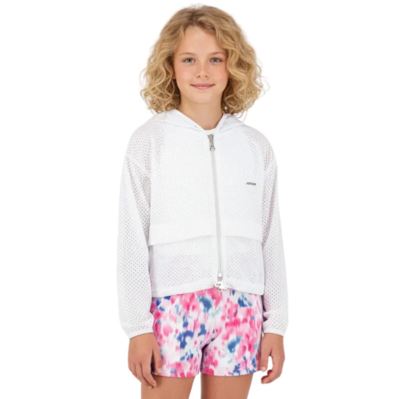 Λευκή αθλητική ζακέτα Joyce κορίτσι White Sporty με φερμουάρ στο εμπρός μέρος