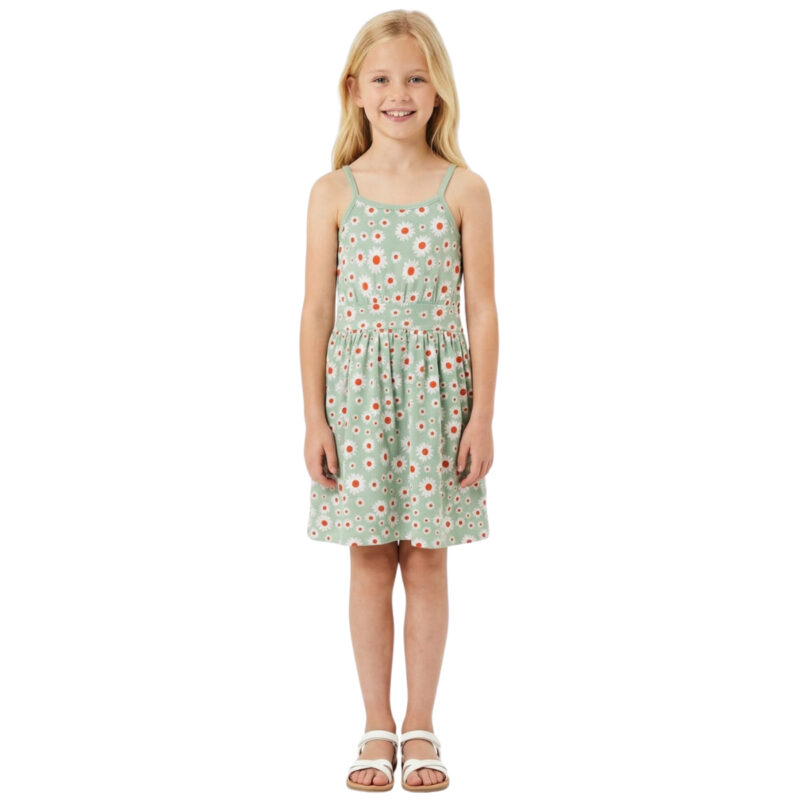 Funky πράσινο φόρεμα χαμομηλάκια για κορίτσια Pure Chamomiles με ρυθμιζόμενες τιράντες
