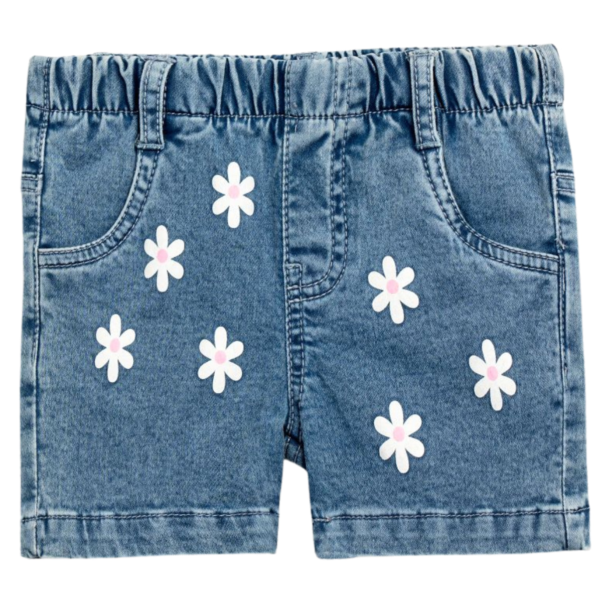 Funky «Daisies» σορτσάκι για κορίτσι σε μπλε χρώμα με floral λεπτομέρειες και πρακτικές τσέπες