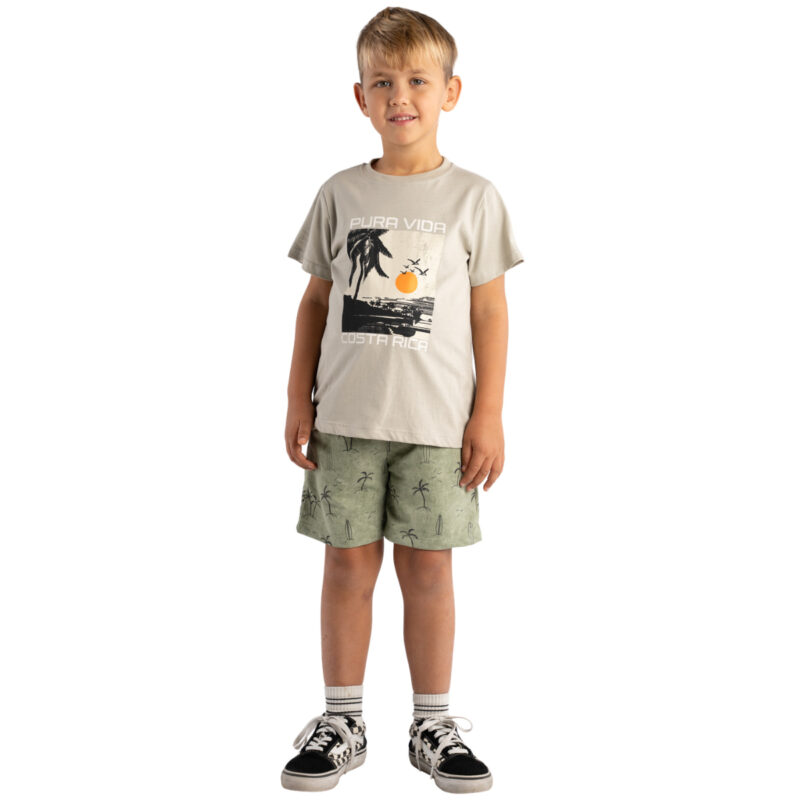 Σετ Hashtag αγόρια γκρι πράσινο «Costa Rica» μπλούζα και σορτσάκι