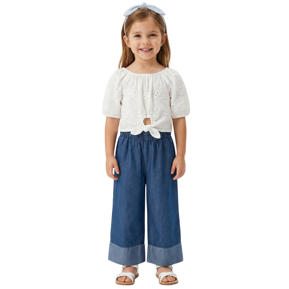 Καλοκαιρινό σετ Εβίτα τοπ με τζιν παντελόνα και στέκα για κορίτσια Always Elegant