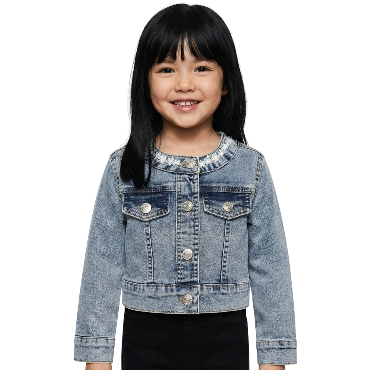 Τζιν μπουφάν Εβίτα crop top κλασικό μπλε για κορίτσια Fashionable με κουμπιά
