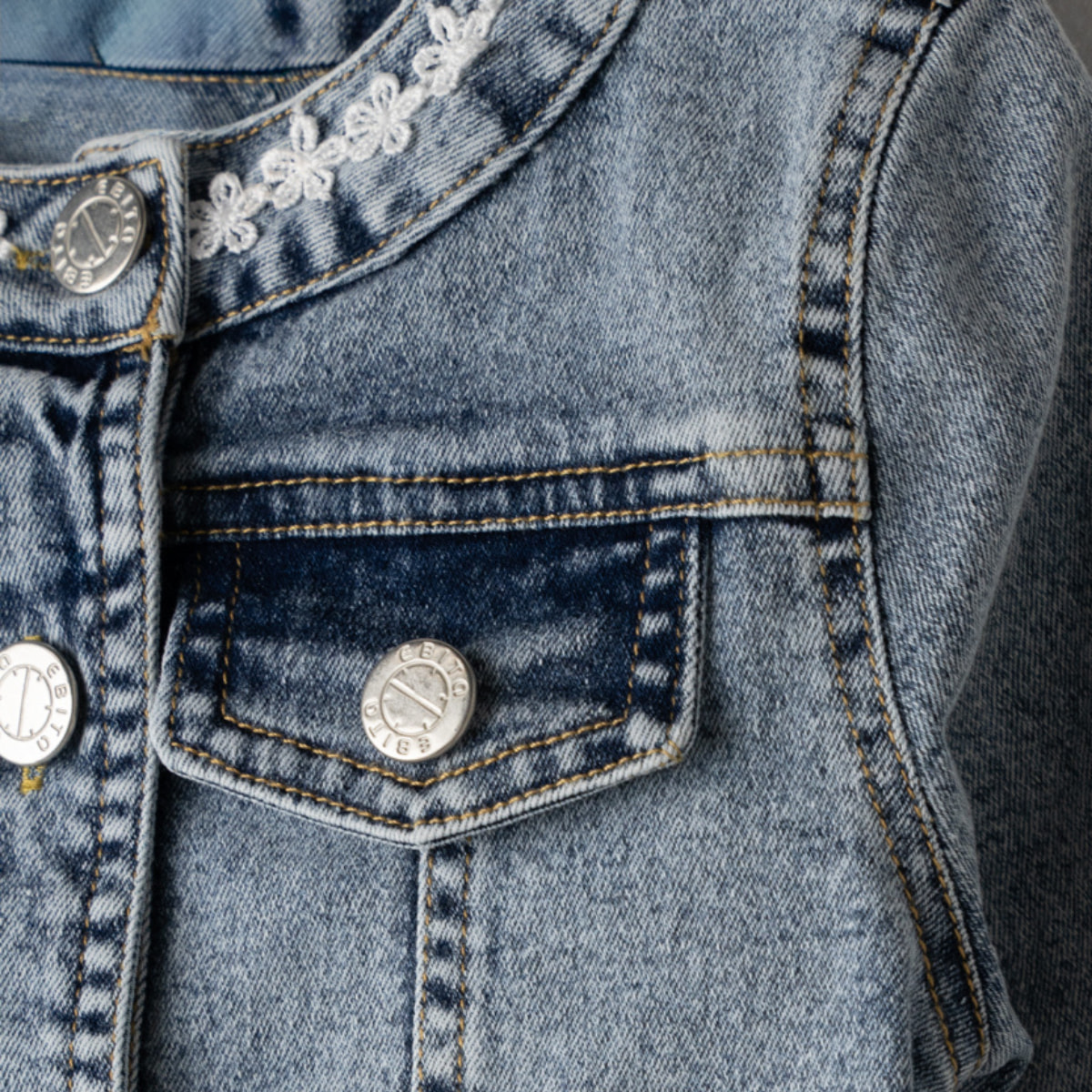 Εβίτα crop top τζιν μπουφάν για κορίτσια, μπλε, κατάλληλο για μεταβατικές εποχές